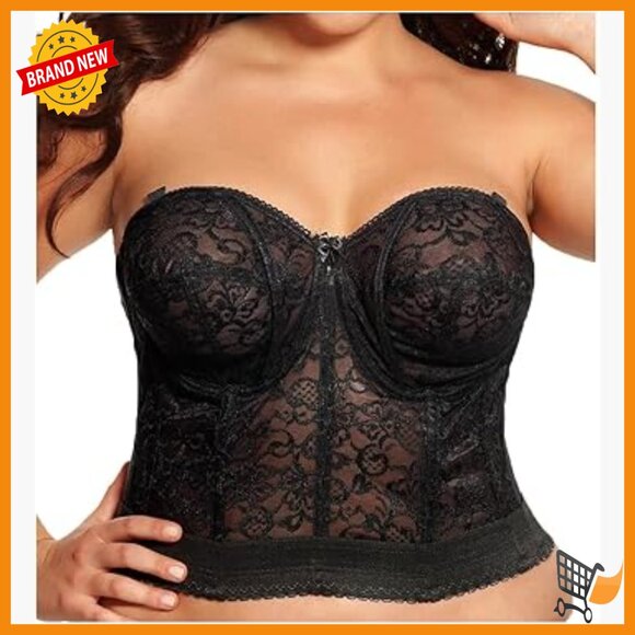 Lace Bustier with Sweetheart Neckline Strapless Full Coverage